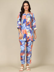 Floral print Russian silk co-ord set