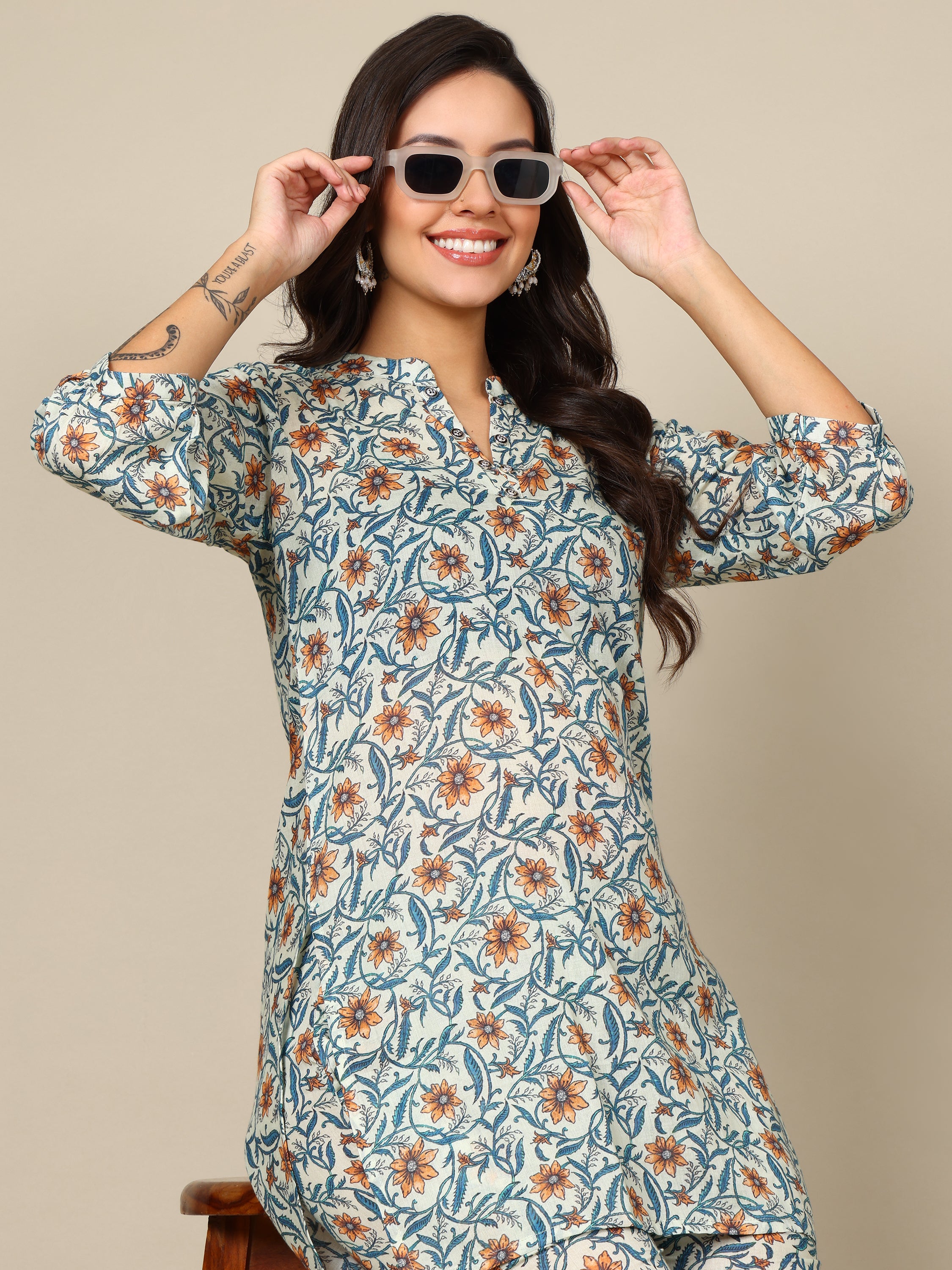 2- beautiful floral print cotton co-ord set