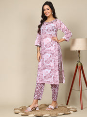 3-mirror work cotton kurta pants