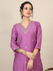 14-beautiful embroidered kurta with trousers & jecquard dupatta