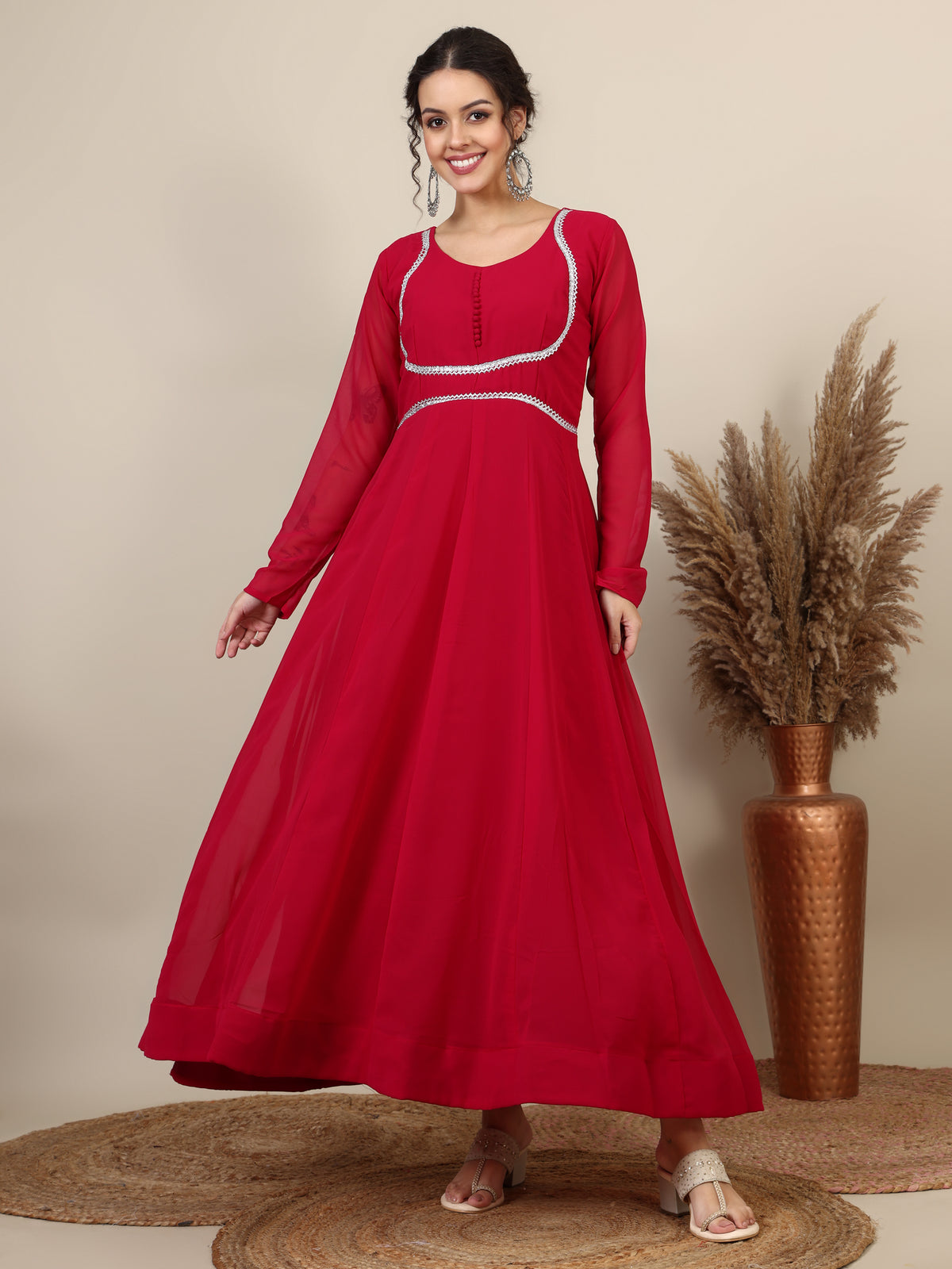 18- georgette gotta patti maxi dress with dupatta