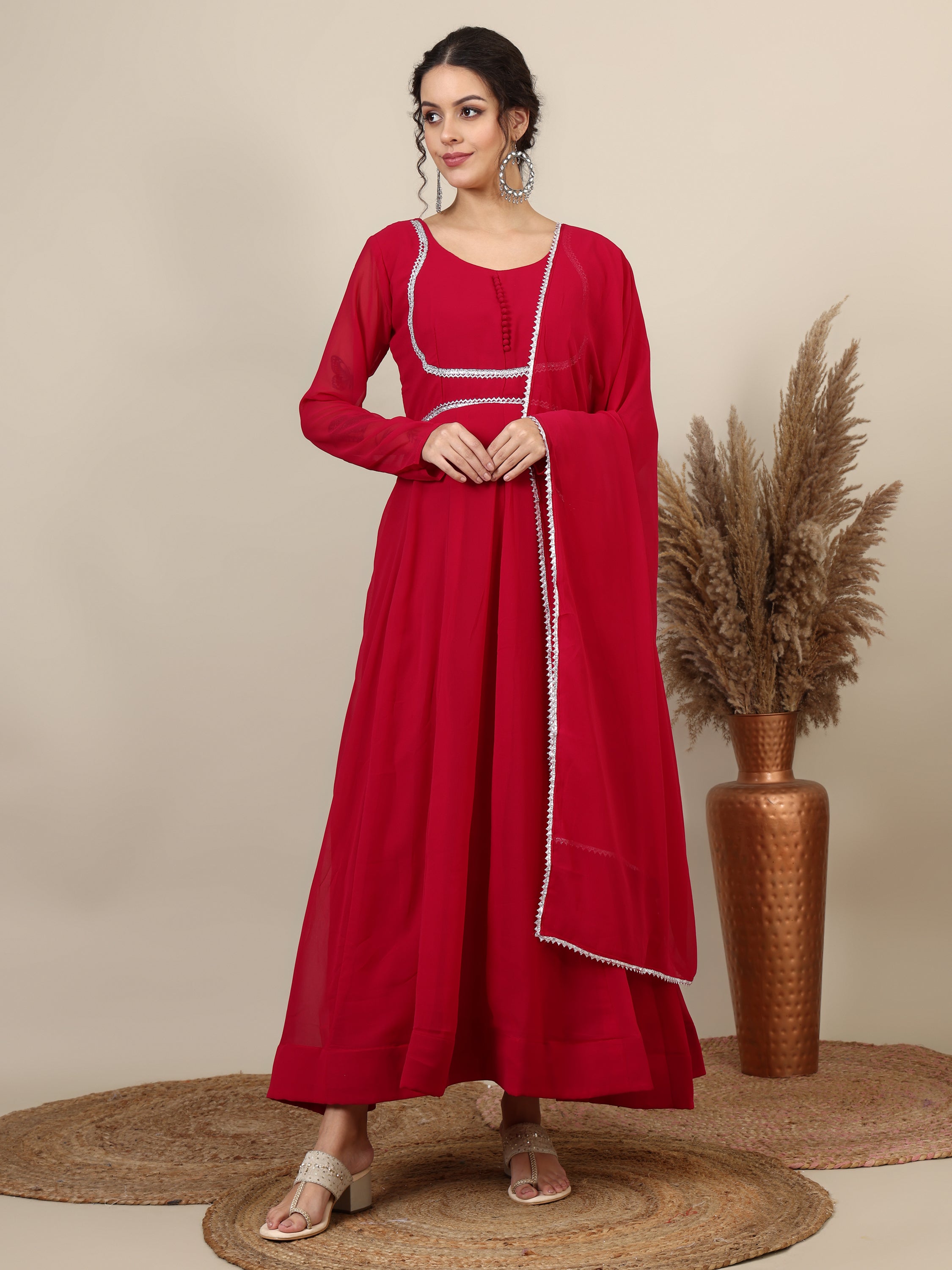 18- georgette gotta patti maxi dress with dupatta