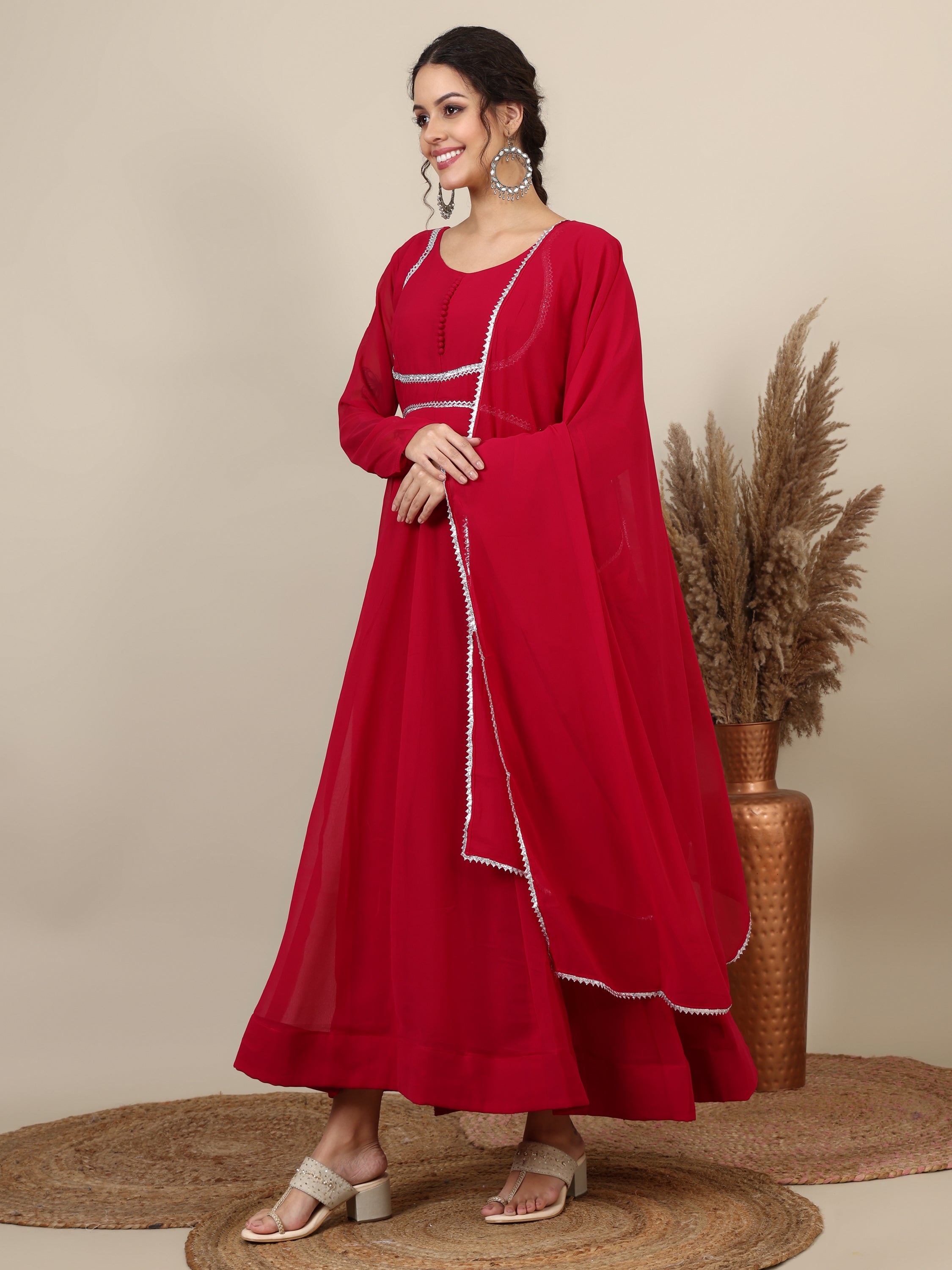 18- georgette gotta patti maxi dress with dupatta