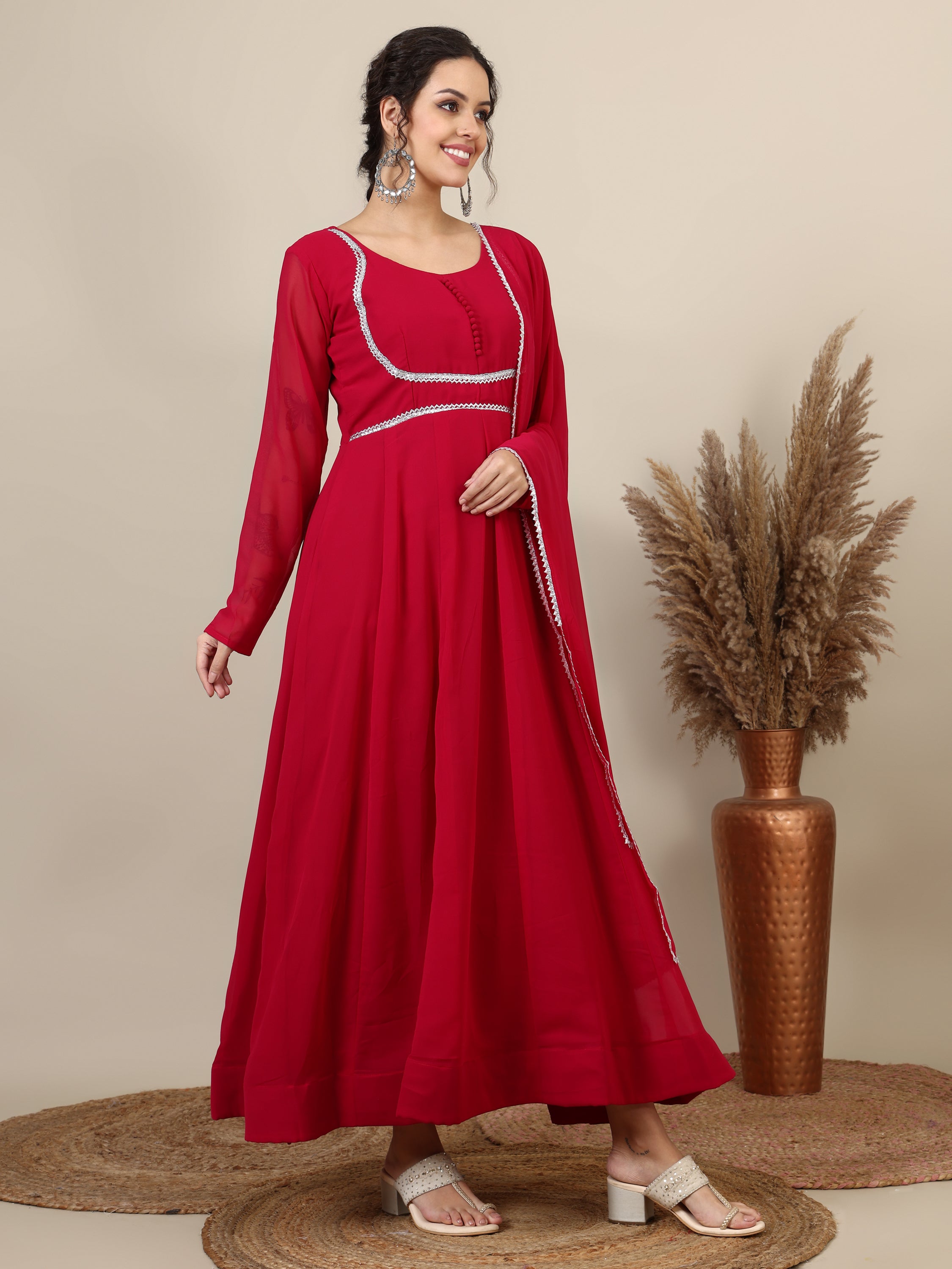 18- georgette gotta patti maxi dress with dupatta