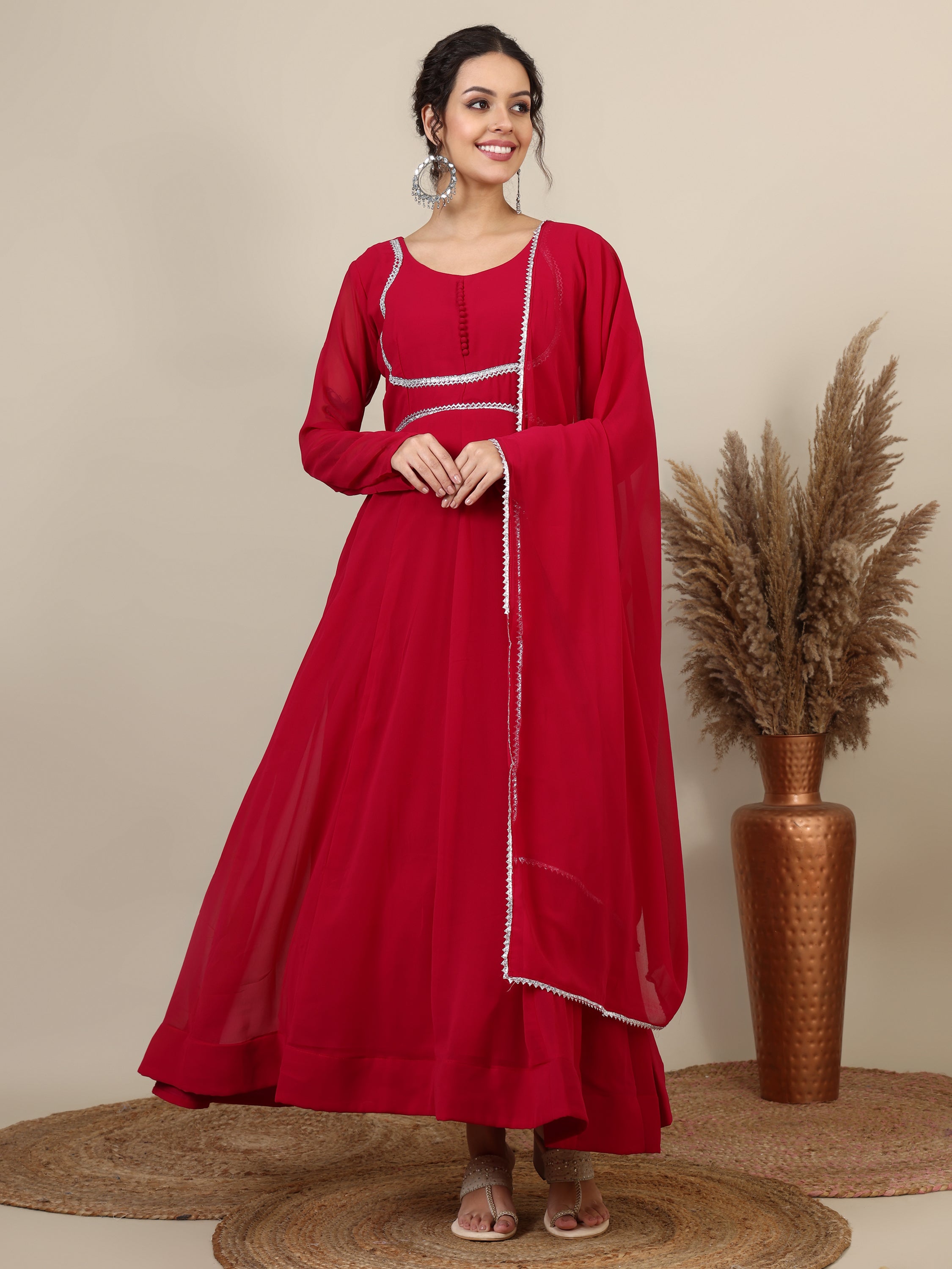 18- georgette gotta patti maxi dress with dupatta