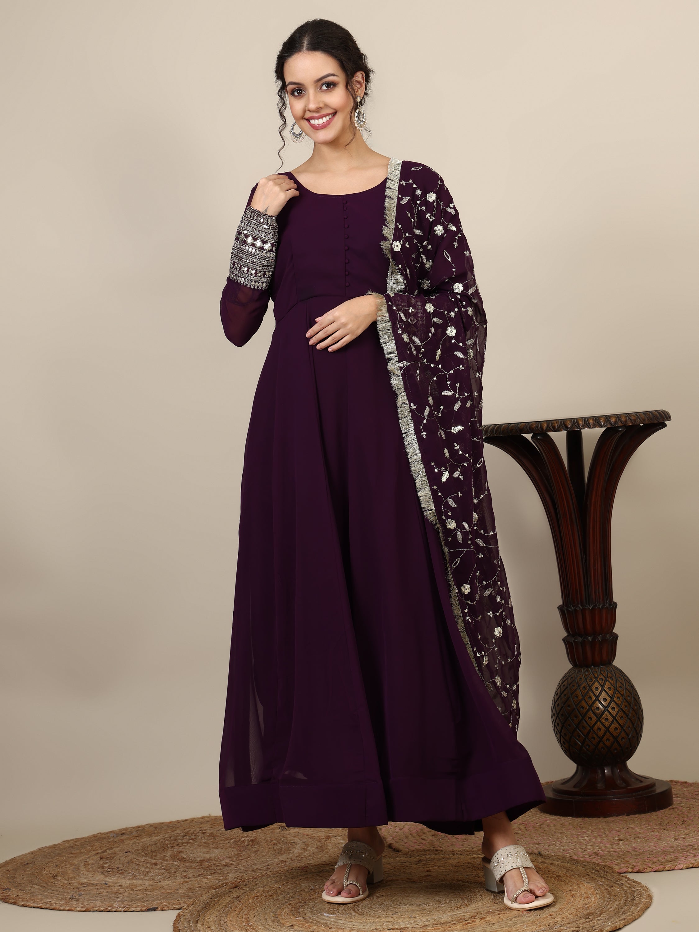 20-embroidered maxi dress with dupatta