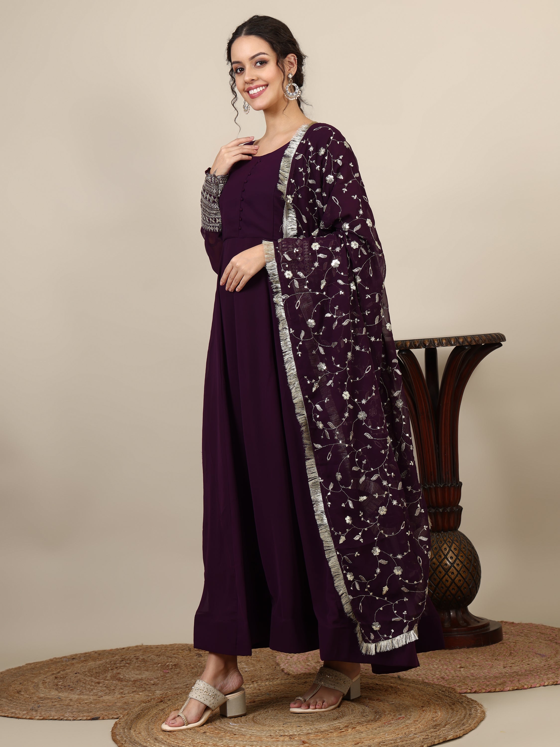 20-embroidered maxi dress with dupatta