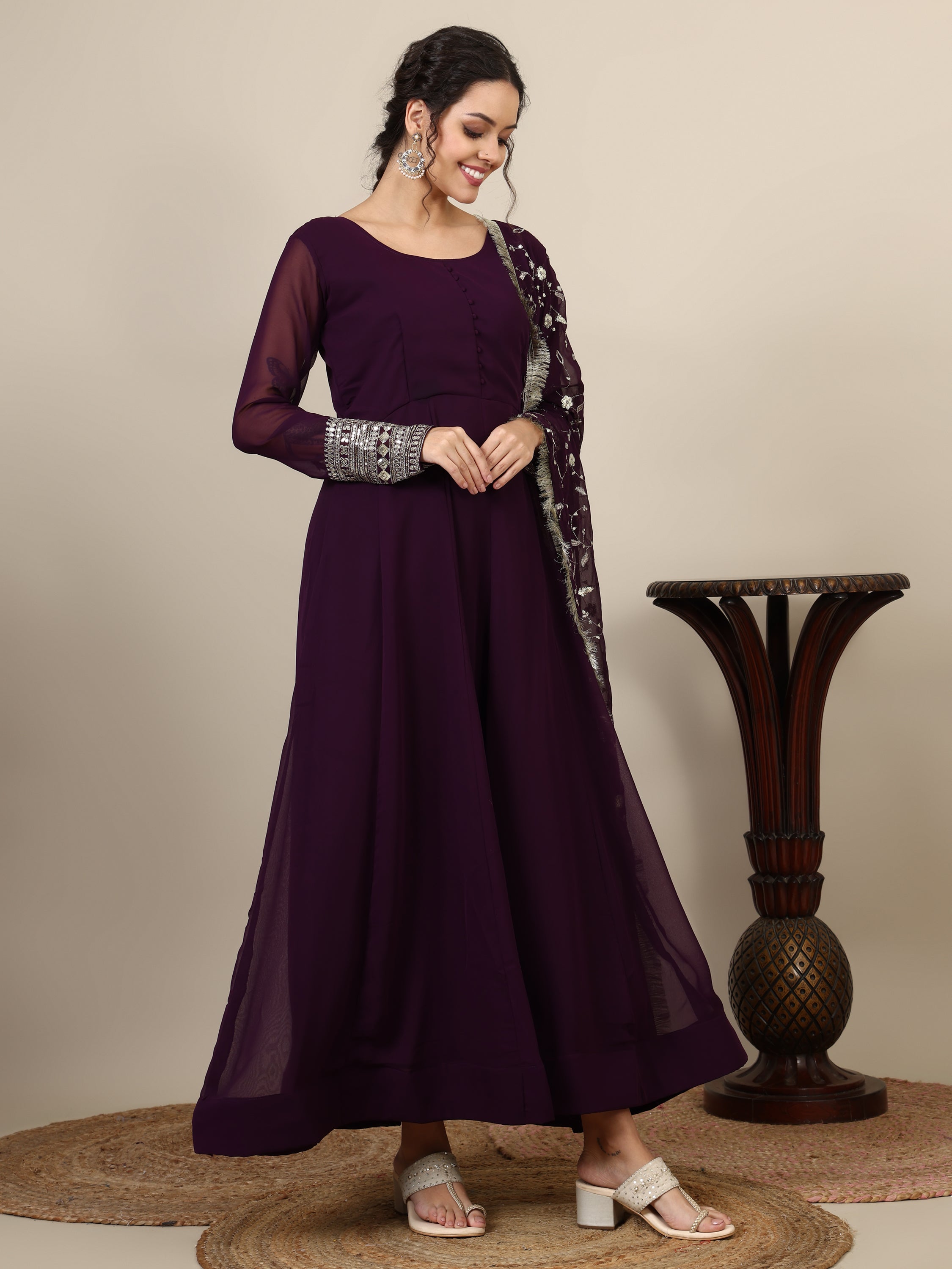 20-embroidered maxi dress with dupatta