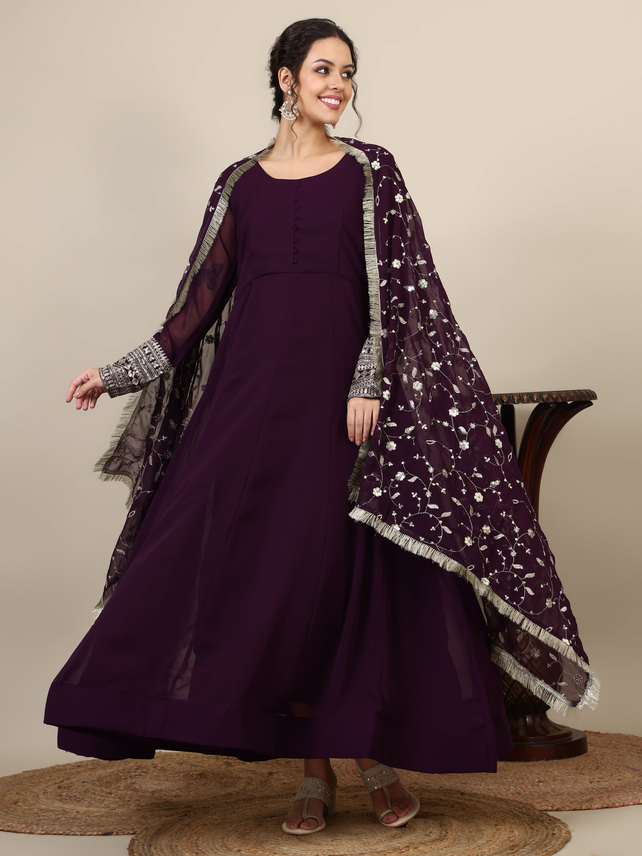 20-embroidered maxi dress with dupatta