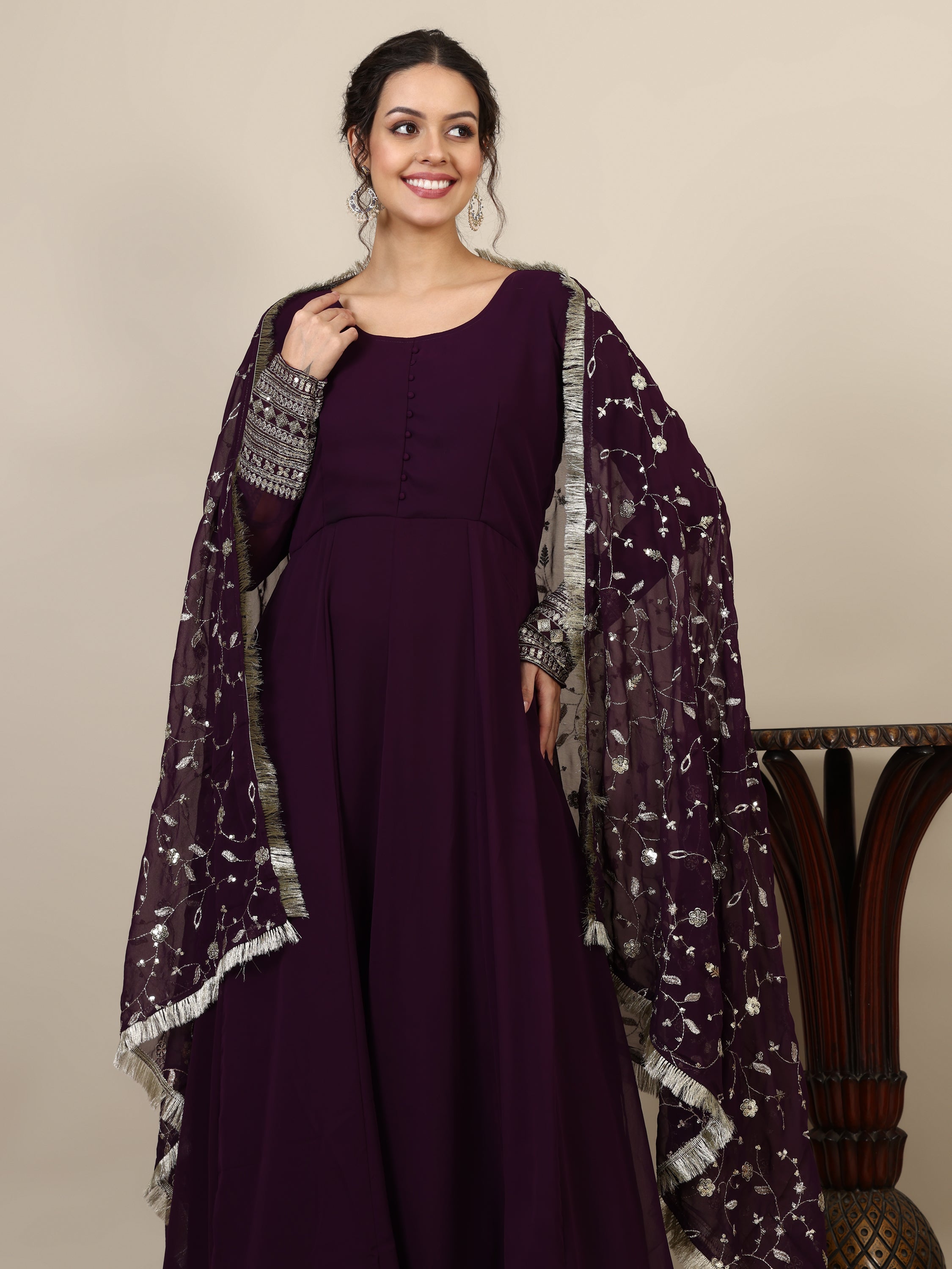 20-embroidered maxi dress with dupatta