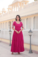 MINAXI PINK BEAUTIFUL EMBROIDERED GOWN