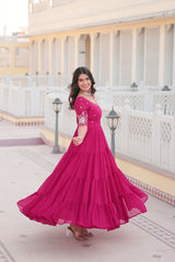 MINAXI PINK BEAUTIFUL EMBROIDERED GOWN