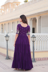 MINAXI PURPLE BEAUTIFUL EMBROIDERED GOWN