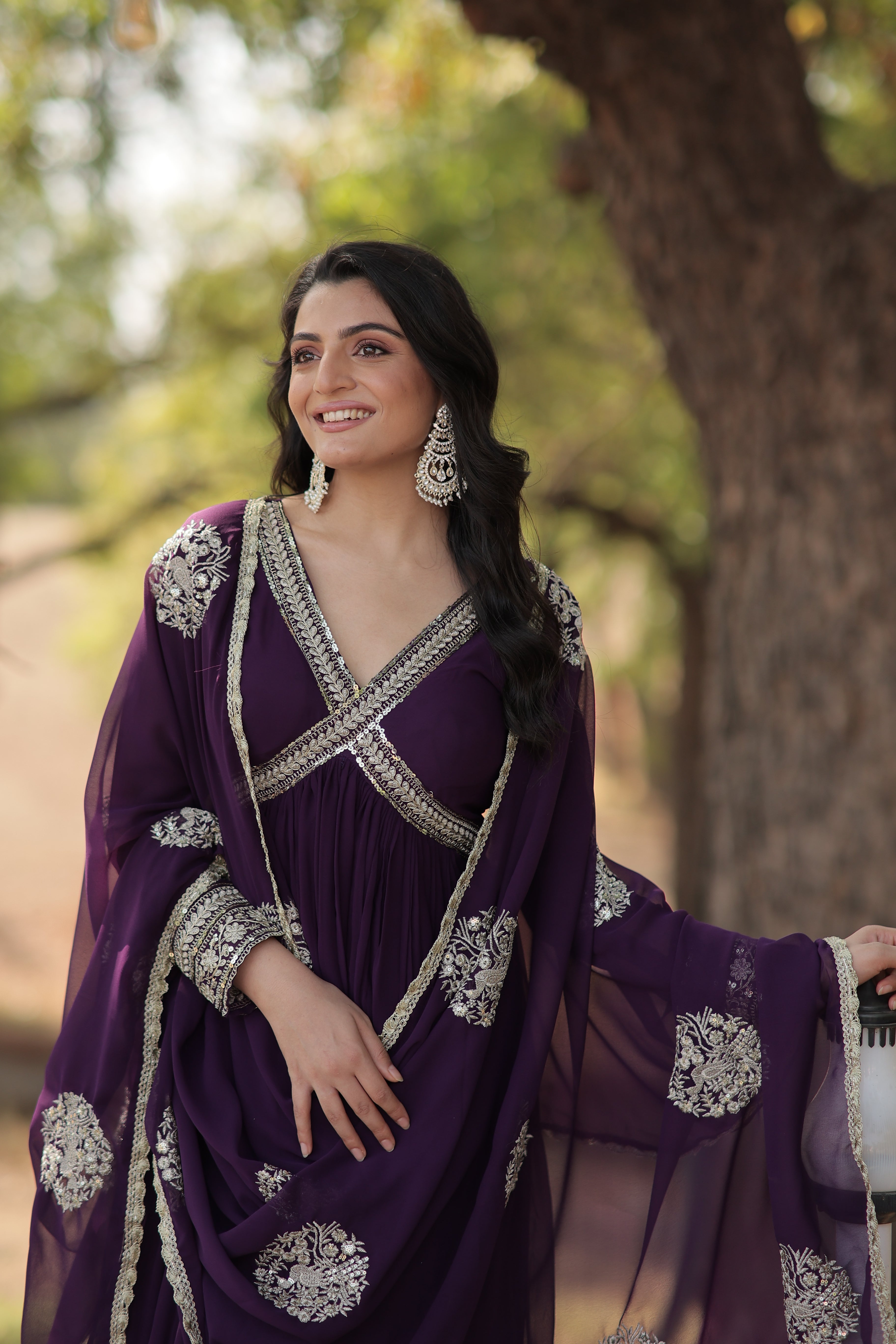 NEHA PURPLE EMBROIDERED GOWN WITH DUPATTA