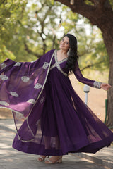 NEHA PURPLE EMBROIDERED GOWN WITH DUPATTA