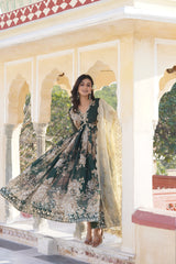 SHIVANI GREEN DIGITAL PRINTED EMBROIDERED GOWN WITH DUPATTA