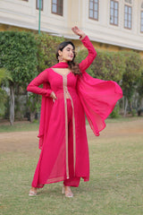 SIYA PINK BEAUTIFUL EMBROIDERED WORK KURTA WITH PANT & DUPATTA SET