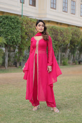 SIYA PINK BEAUTIFUL EMBROIDERED WORK KURTA WITH PANT & DUPATTA SET